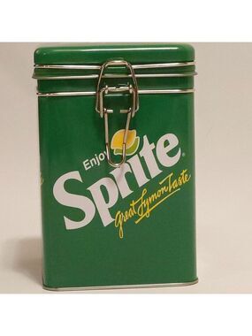 SPRITE Soda Metal Canister Metal Storage POP TOP Hinge Lid Rectangular All Metal